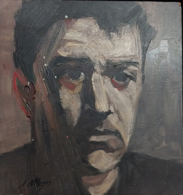 Antonio Zarco en los 70 - 27x25cm - Óleo Tabla - 1997